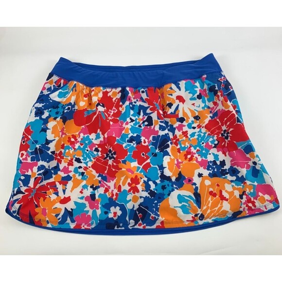 Lands End Quick Dry Board Skort Swim Skirt 514173 Mulit Floral Womens Plus 20W - Picture 1 of 10